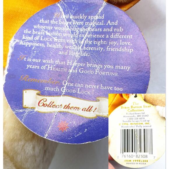 Vintage Brass Button Bear Names Harper - Picture 4 of 5